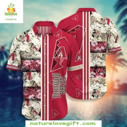 Arizona Diamondbacks Hawaiian Shirt Red Floral MLB Baseball Apparel