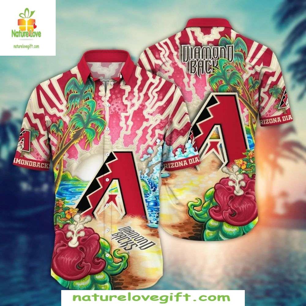 Arizona Diamondbacks Hawaiian Shirt Tropical Psychedelic Palm Baseball Apparel