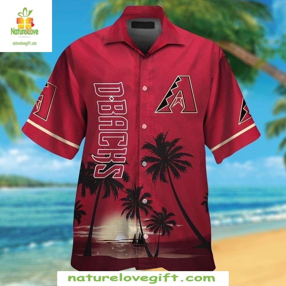 Arizona Diamondbacks MLB Hawaiian Shirt Red Horizon Palm Tropical Baseball Apparel