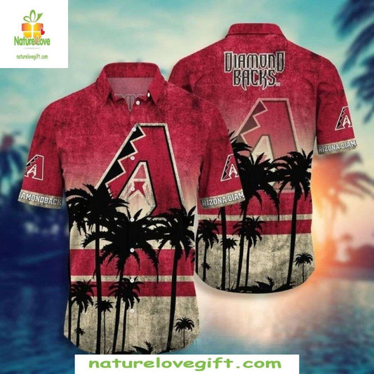 Arizona Diamondbacks Hawaiian Shirt Red Palm Sunset Baseball Aloha