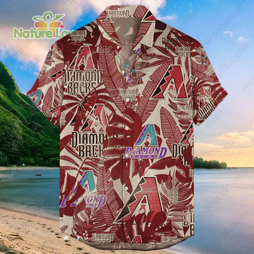 Arizona Diamondbacks Tropical Leaves MLB Hawaiian Shirt