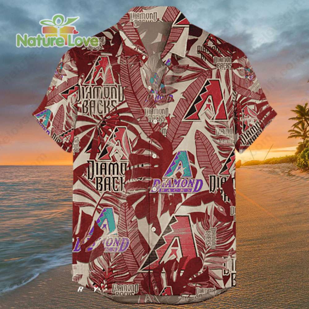 Arizona Diamondbacks Tropical Leaves MLB Hawaiian Shirt