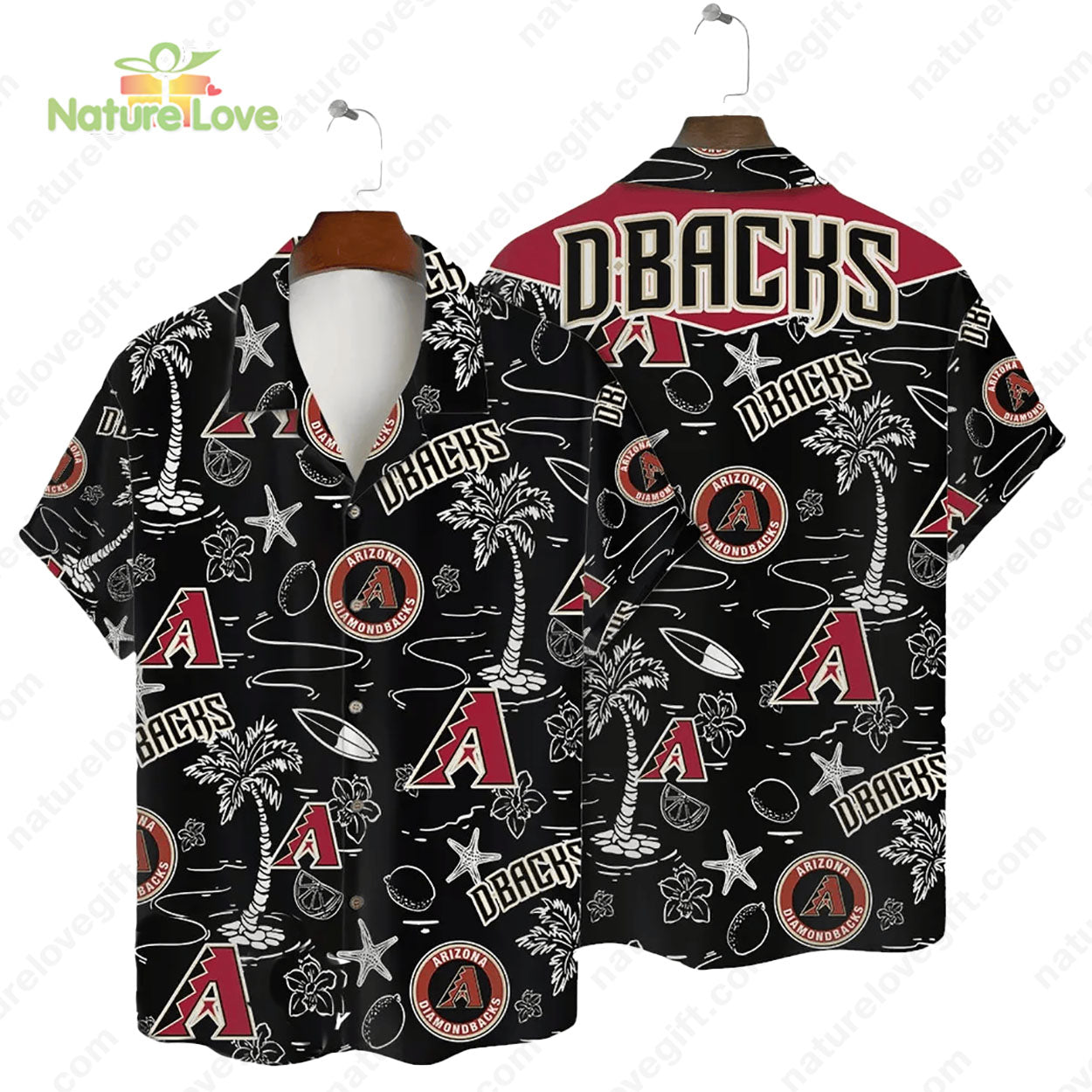 Arizona Diamondbacks Tropical Palms MLB Black Hawaiian Shirt