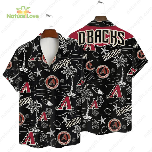 Arizona Diamondbacks Tropical Palms MLB Black Hawaiian Shirt
