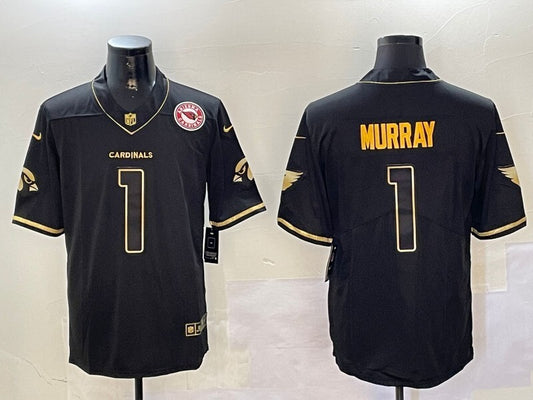 Arizona Cardinals #1 Kyler Murray Red Retro Gold Text Style 2