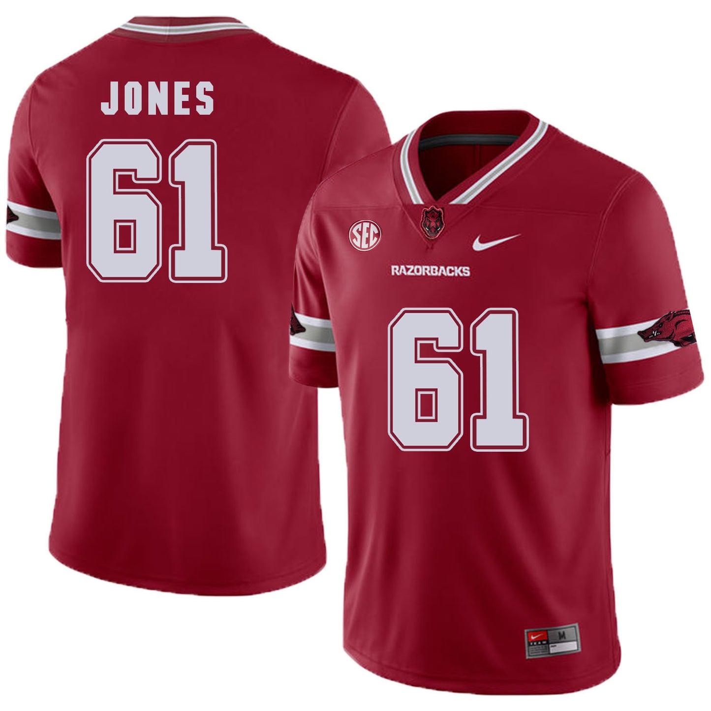 Arkansas Razorbacks Jones 61 Red