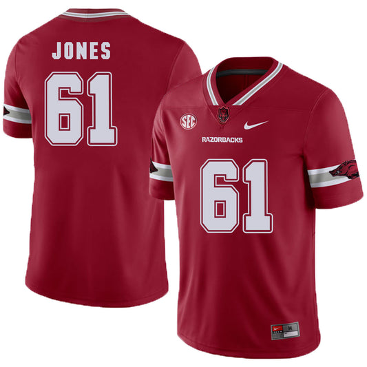 Arkansas Razorbacks Jones 61 Red