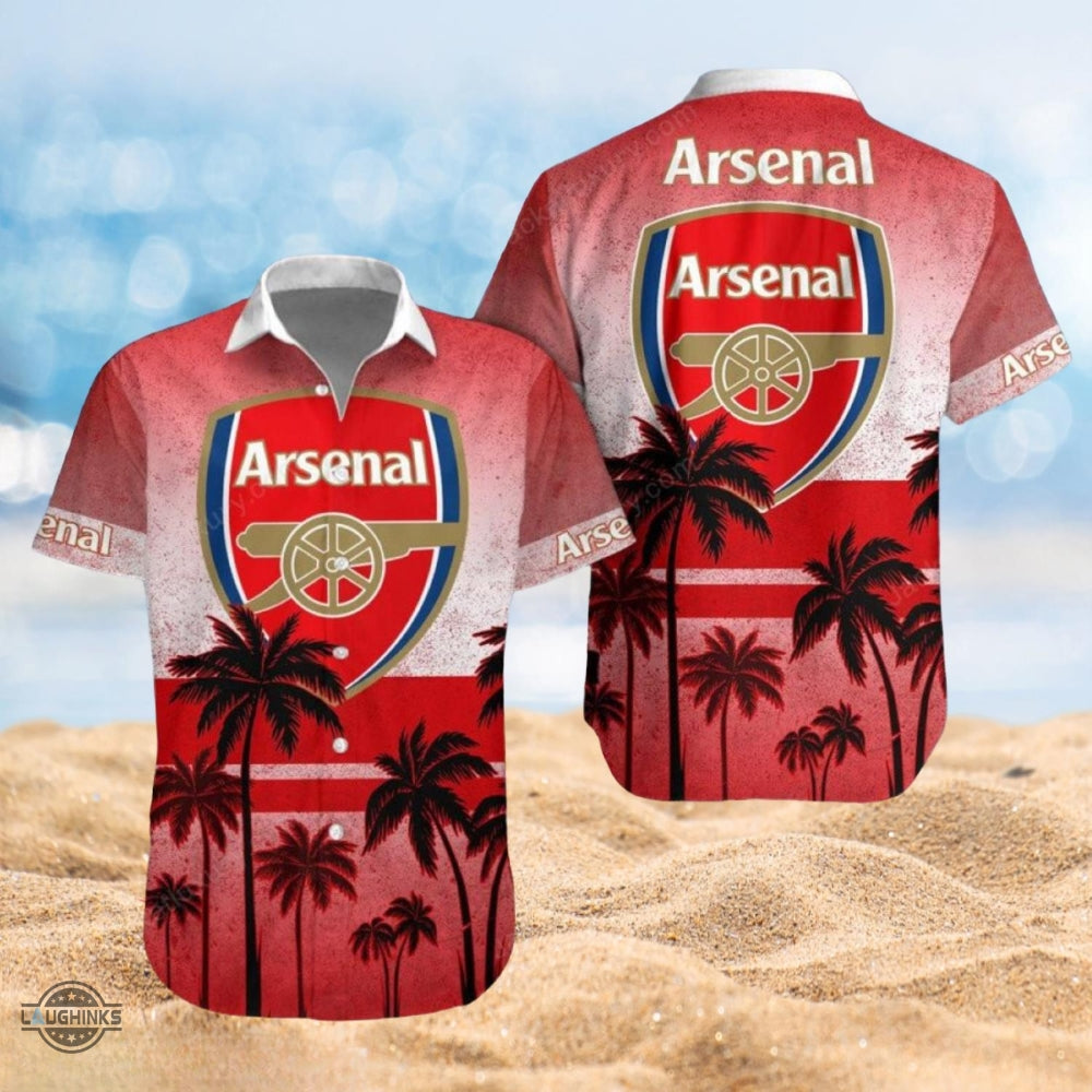 Arsenal Hawaiian Shirt And Shorts Arsenal Fc Summer Aloha Beach Shirt And Shorts Sports League Soccer Club All Over Printed Button Up Shirts NEW