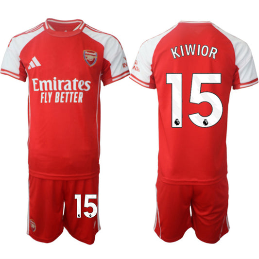 Arsenal F.C #15 Jakub Kiwior Red 2025 Home Soccer Jersey Suit