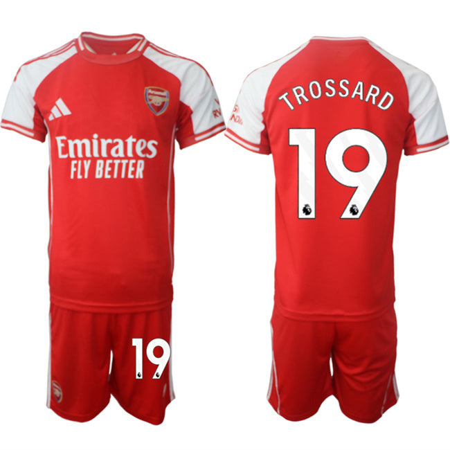 Arsenal F.C #19 Leandro Trossard Red 2025 Home Soccer Jersey Suit