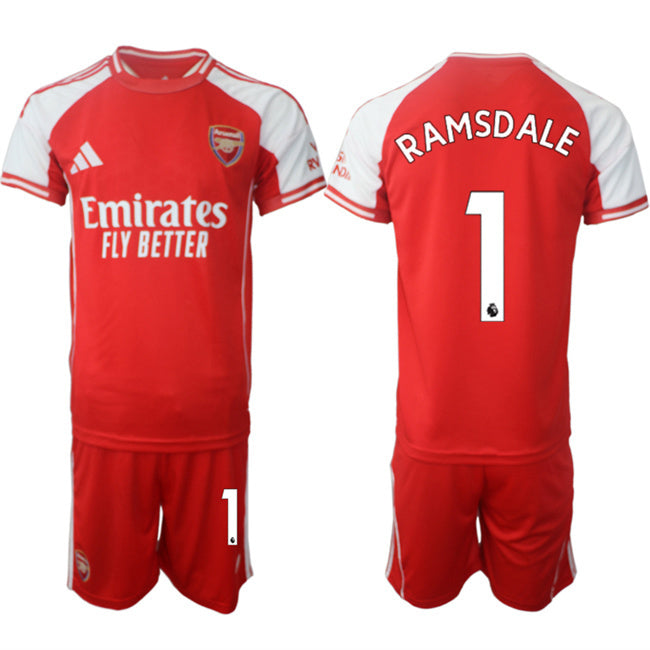 Arsenal F.C #1 Aaron Ramsdale Red 2025 Home Soccer Jersey Suit