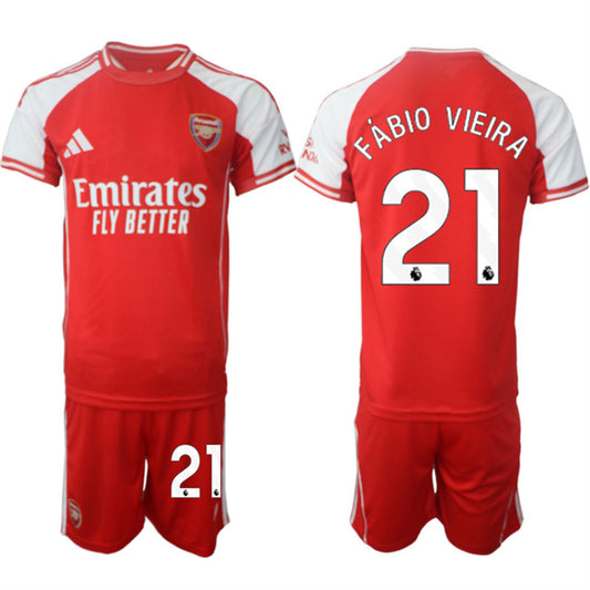 Arsenal F.C #21 Fábio Vieira Red 2025 Home Soccer Jersey Suit