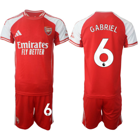 Arsenal F.C #6 Gabriel Red 2025 Home Soccer Jersey Suit