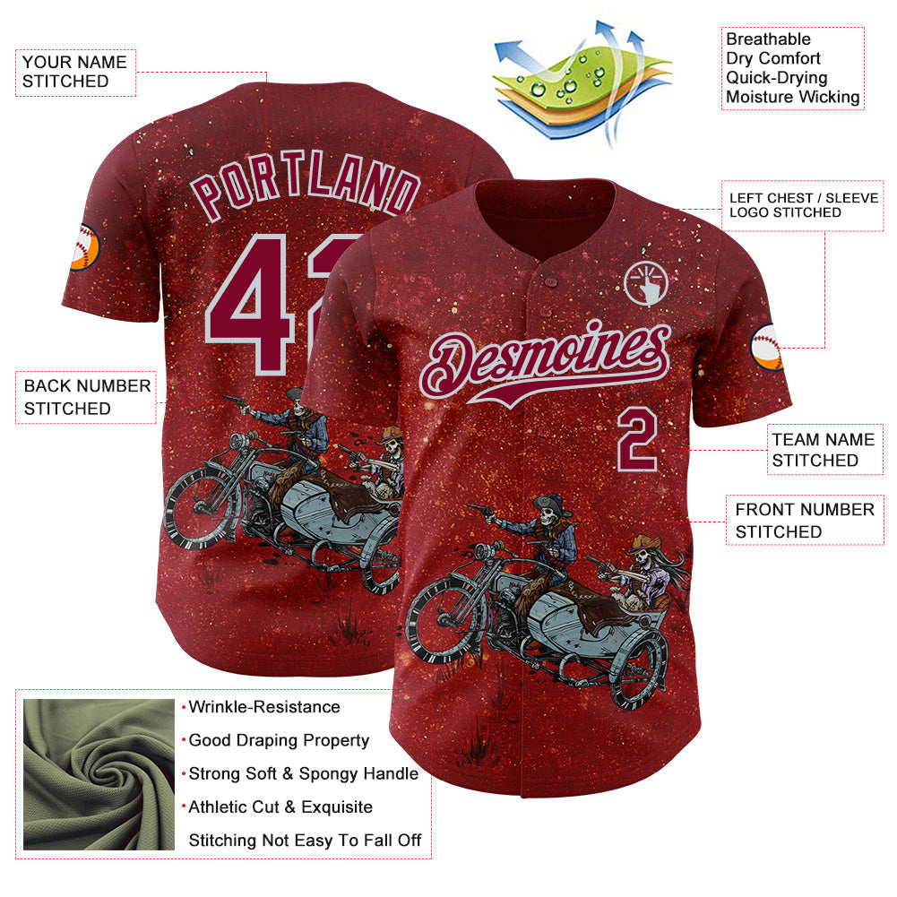 Custom Red Maroon-Silver David Lozeau Partners In Crime Authentic Baseball Jersey