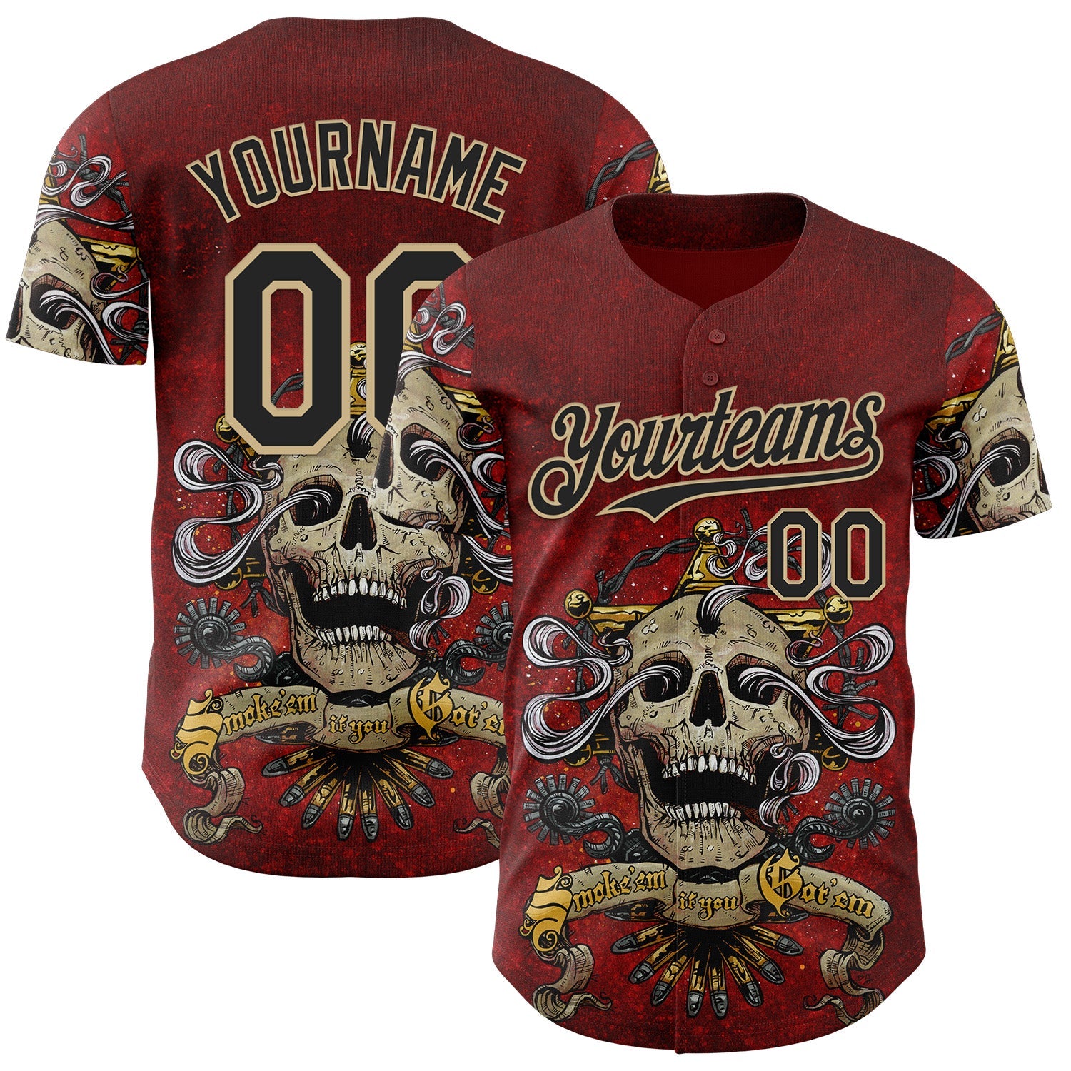 Custom Red Black-Vegas Gold David Lozeau Smoke Em If You Got Em Authentic Baseball Jersey