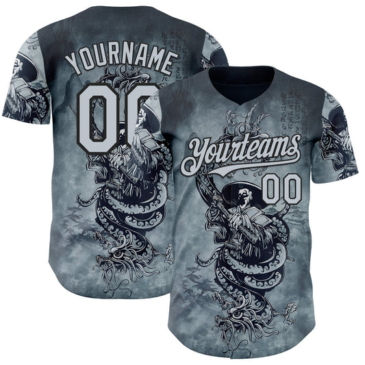 Custom Silver Silver-Black David Lozeau In Death The Demon Sleeps Authentic Baseball Jersey
