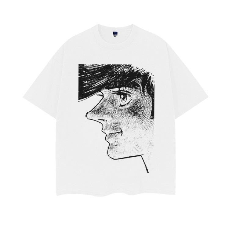 Ashita no Joe "Profile" Heavyweight Vintage Tee 100% Cotton OVERSIZED Anime T-shirt Menswear Top Crew Necks Tshirt Casual...
