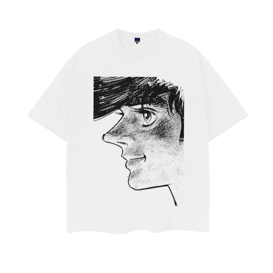 Ashita no Joe "Profile" Heavyweight Vintage Tee 100% Cotton OVERSIZED Anime T-shirt Menswear Top Crew Necks Tshirt Casual...