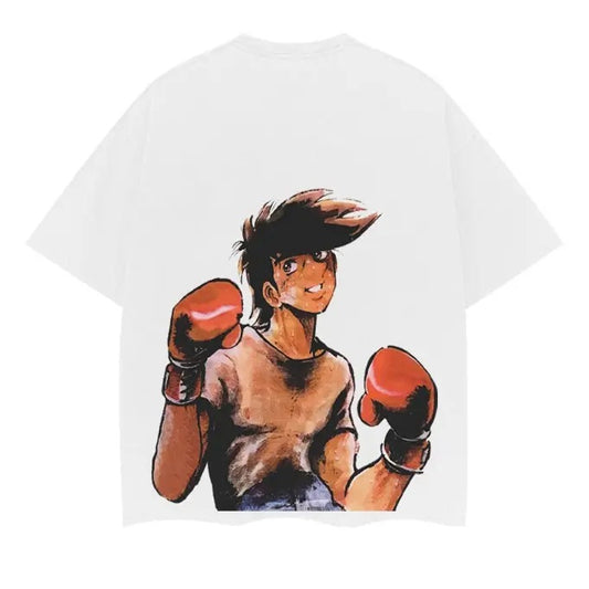 Ashita no Joe "Victory Joe" Heavyweight Vintage Tee 100% Cotton OVERSIZED Anime T-shirt Menswear Top Crew Necks Tshirt Casual Streetwear White Crewneck Tropical Operator Baggy Loose