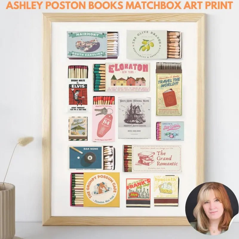 Ashley Poston Vintage Matchbox Art Poster Print Gift Booktok Book Match Seven Year Slip The Dead Romantics Novel Love Story