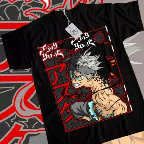Asta Yuno T-shirt Black Clover Asta Anime Manga Girl Gifts Black Shirt All Size