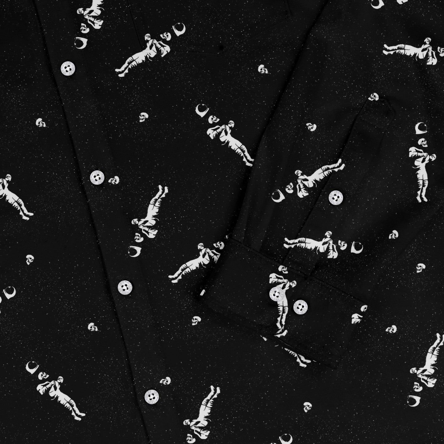 Astronaut Skeleton Long Sleeve Button Up Shirt