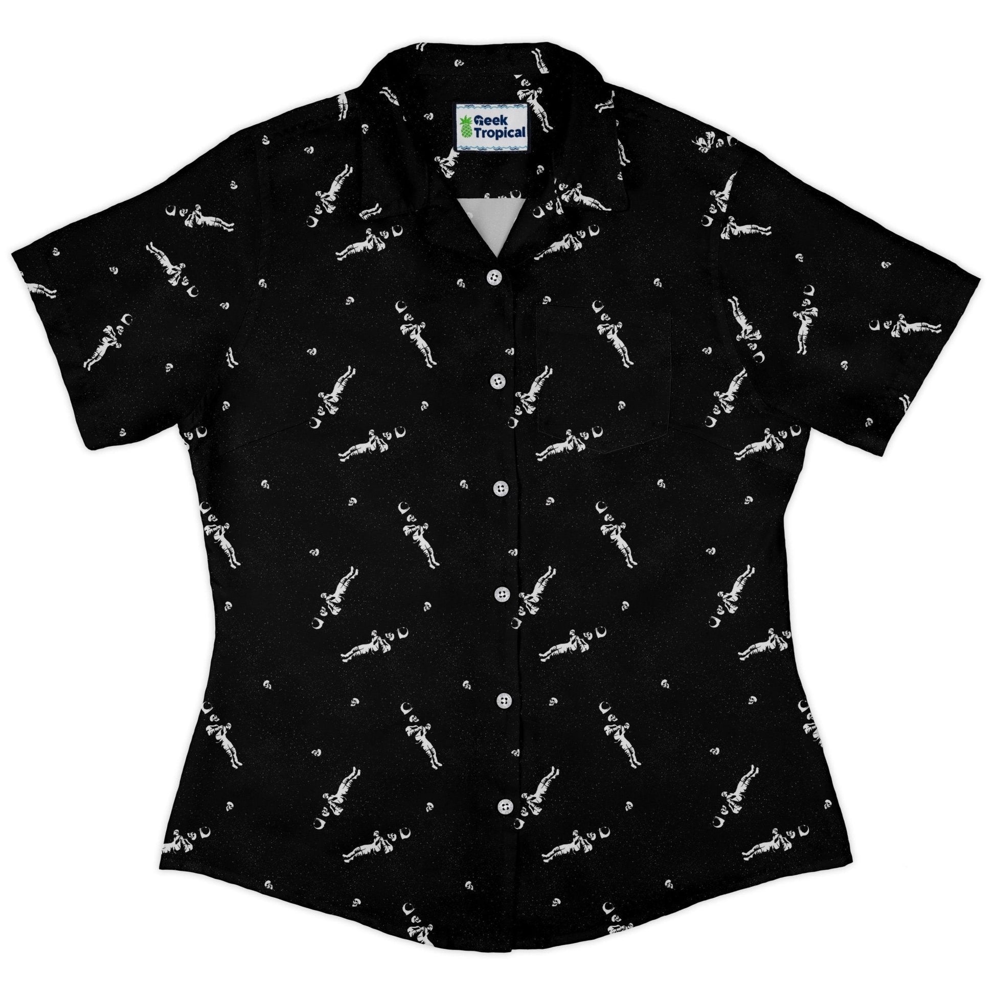 Astronaut Skeleton Curvy Button Up Shirt