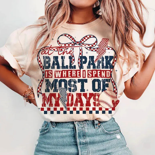 At The Ballpark Is Where I Spend Most of My Days T-shirt, Trendy Baseball Sweatshirt,  Funny Baseball T-Shirt, Baseball...