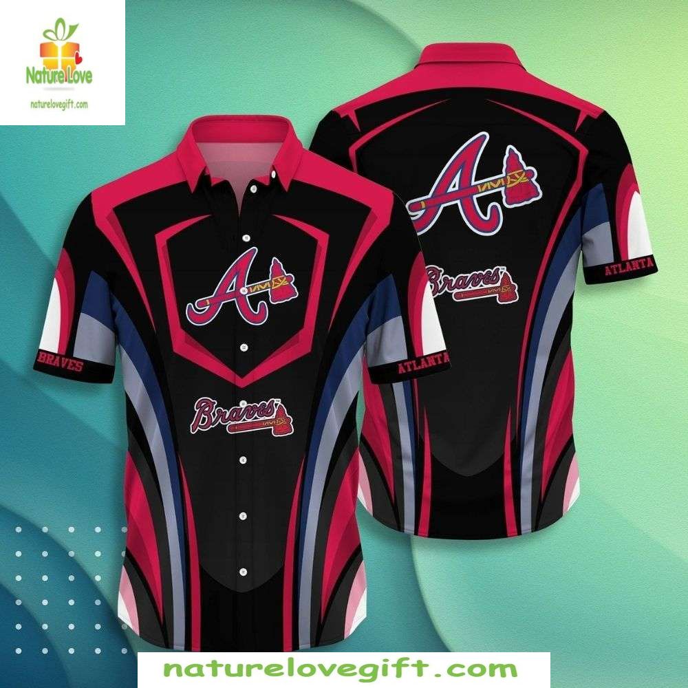 Atlanta Braves Hawaiian Shirt Pinstripe Tropical Baseball Apparel