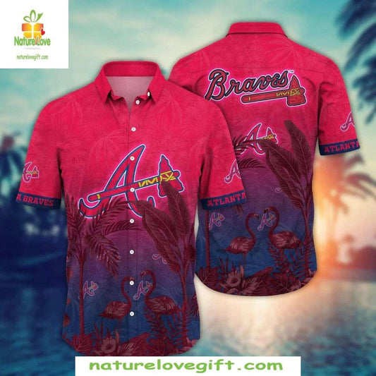 Atlanta Braves Hawaiian Shirt Flamingo Twilight MLB Baseball Apparel