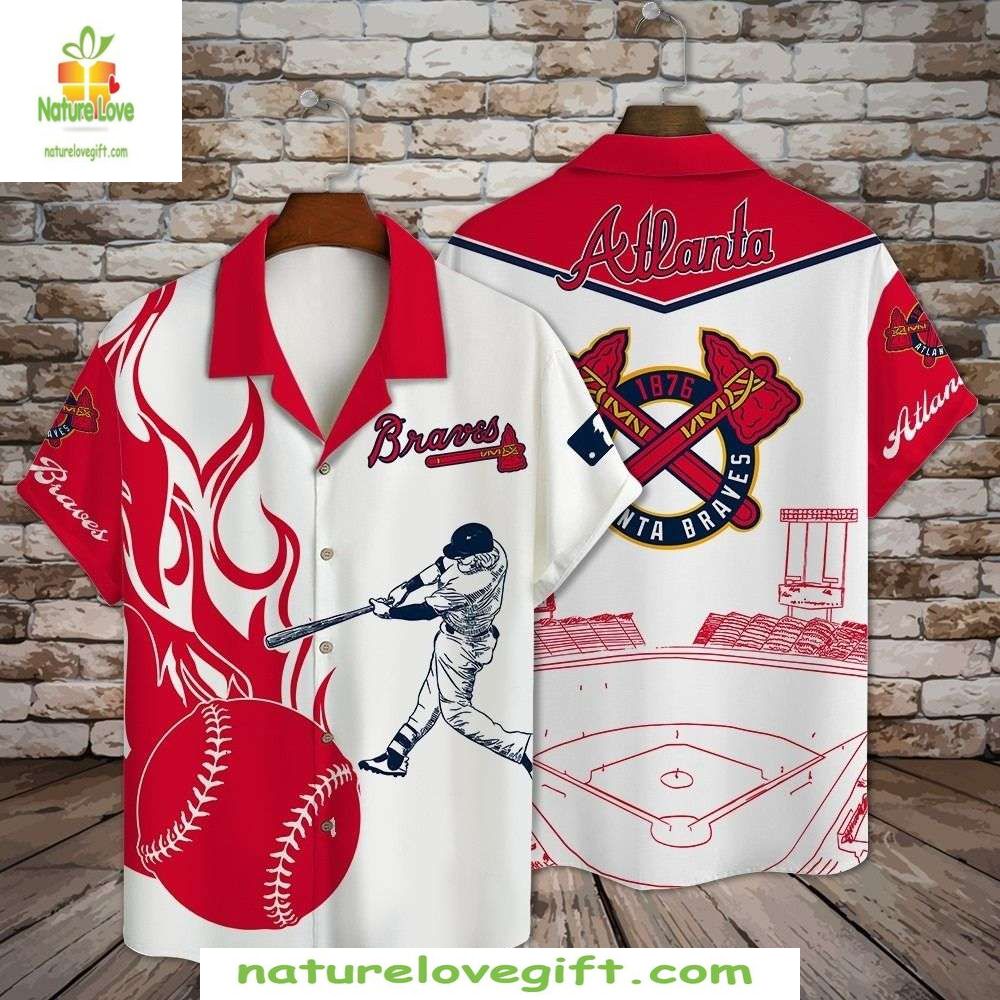 Atlanta Braves Hawaiian Shirt Red White Stylish Baseball Apparel
