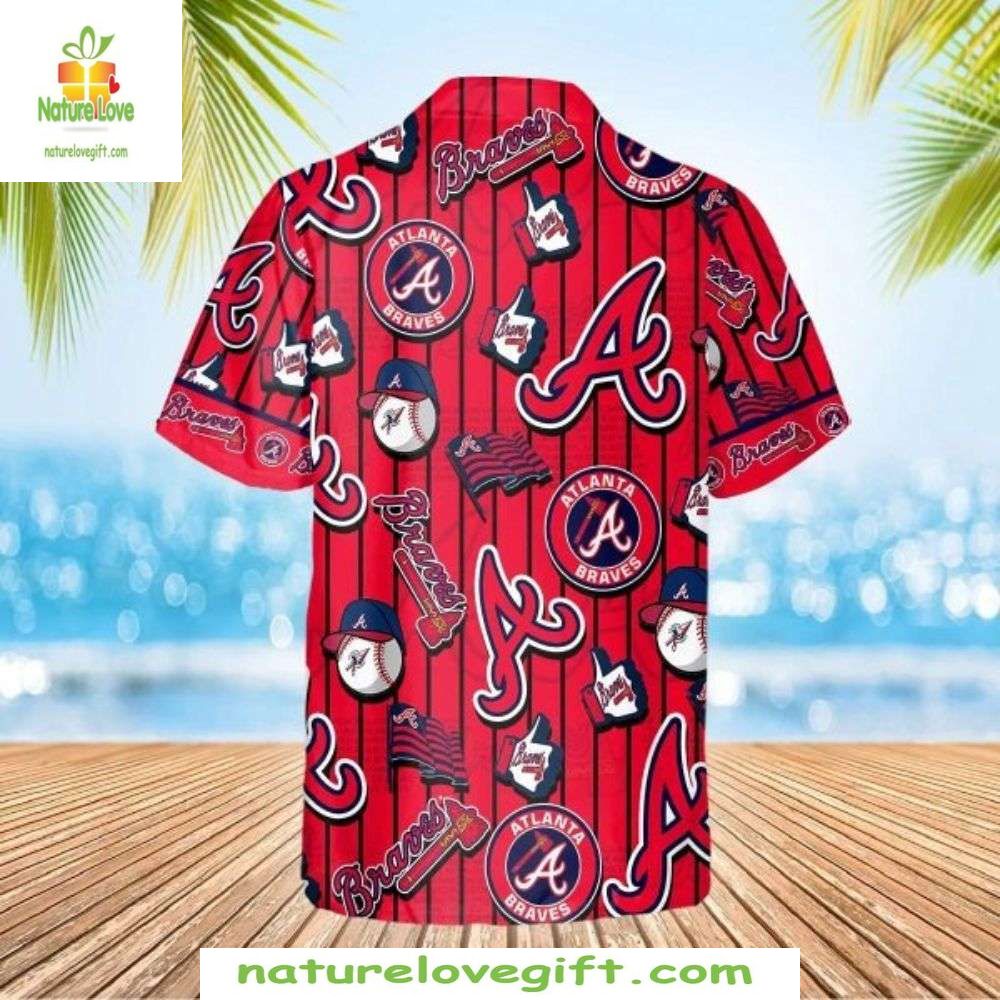 Atlanta Braves Hawaiian Shirt Red Home Run Stripe Baseball Apparel