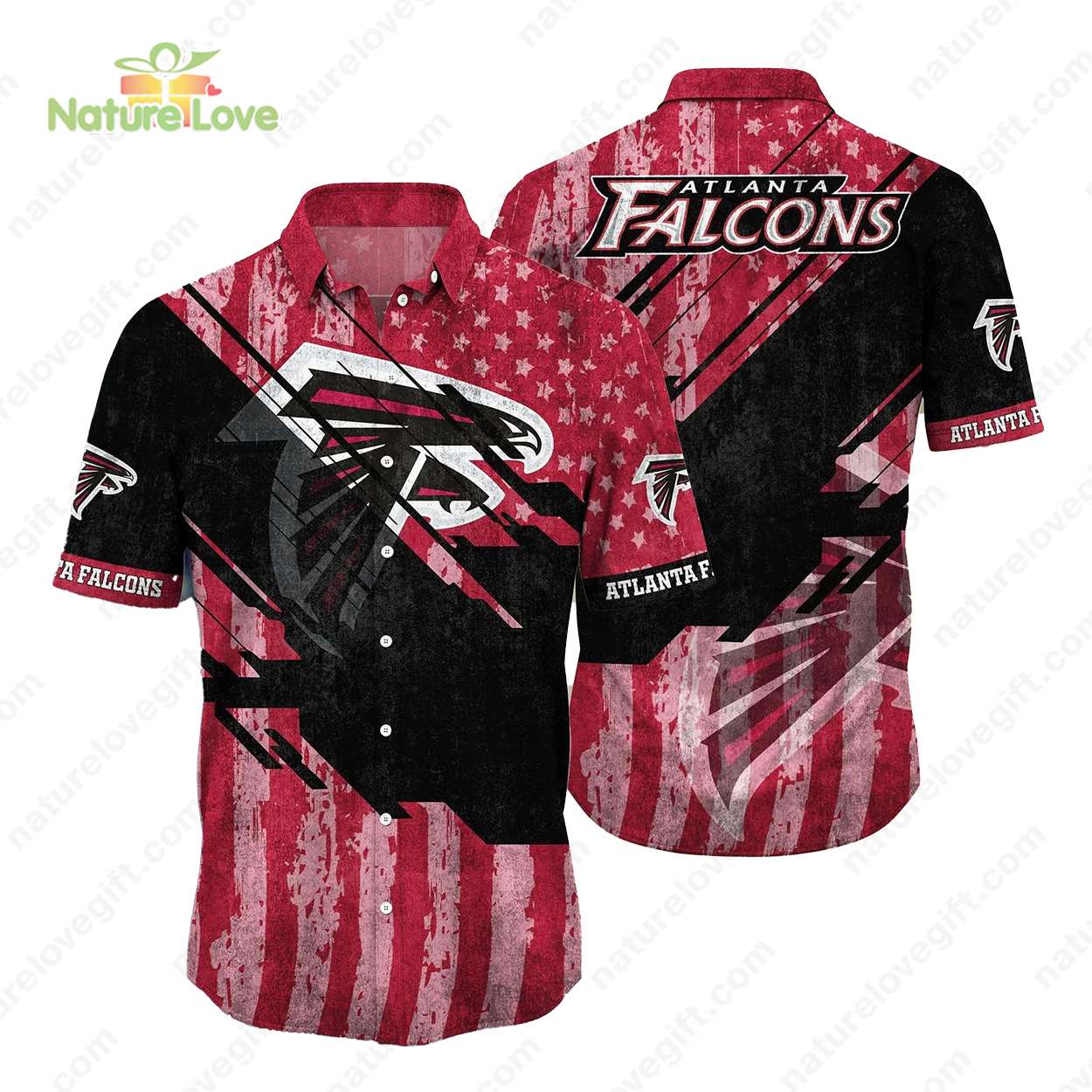 Atlanta Falcons American Flag Patriotic Vintage Hawaiian Shirt