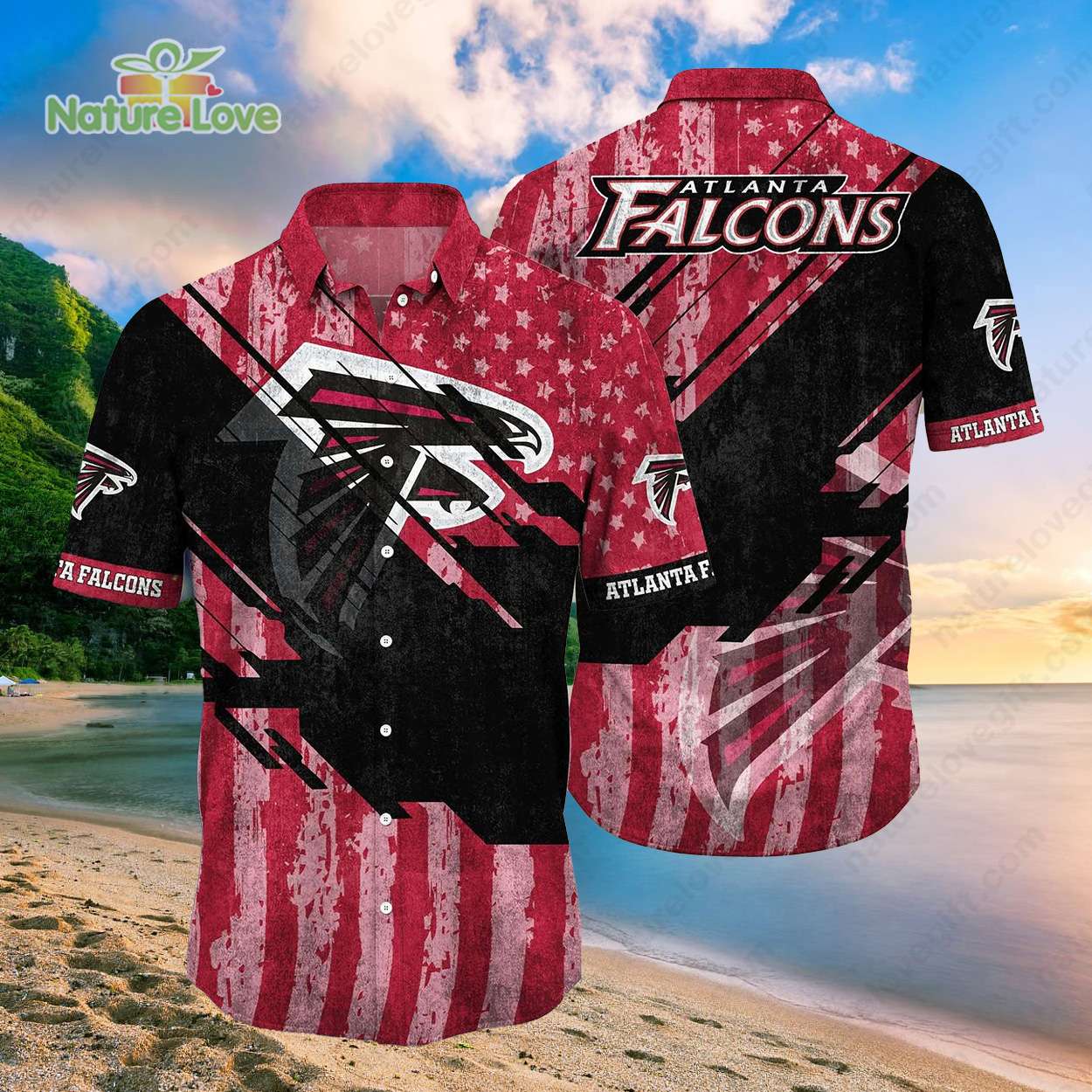 Atlanta Falcons American Flag Patriotic Vintage Hawaiian Shirt
