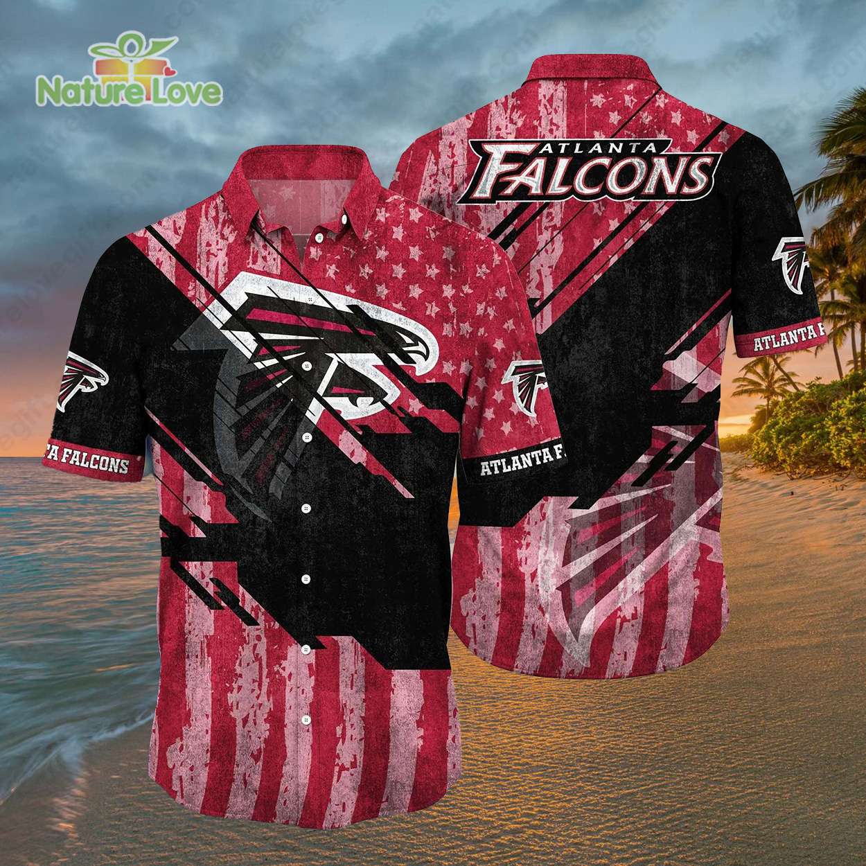 Atlanta Falcons American Flag Patriotic Vintage Hawaiian Shirt