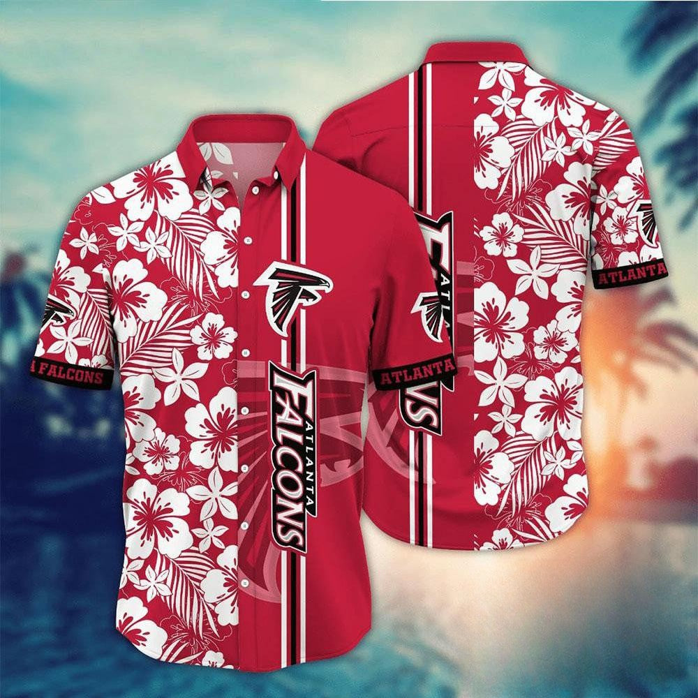 Atlanta Falcons Hawaiian Shirt Hibiscus Stripes 382506