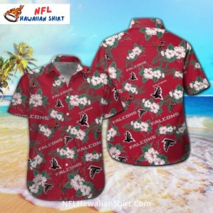 Atlanta Falcons Red Tropical Floral Team Logo Hawaiian Shirt