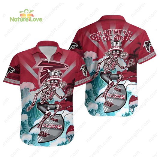 Atlanta Falcons Skeleton Grateful Dead Surfing Falcons Hawaiian Shirt