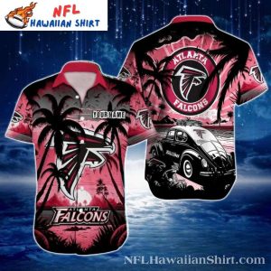 Atlanta Falcons Sunset Palms Hawaiian Shirt - Customizable Name Edition