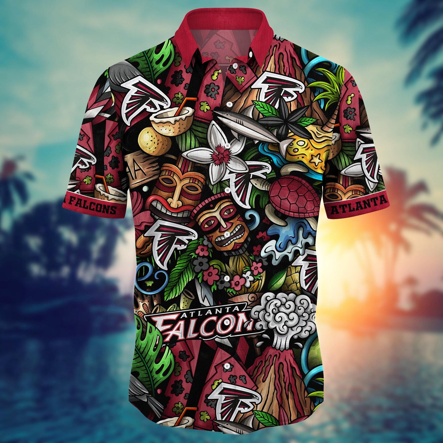 Atlanta Falcons Hawaiian Shirt Tiki Paradise Design 776745