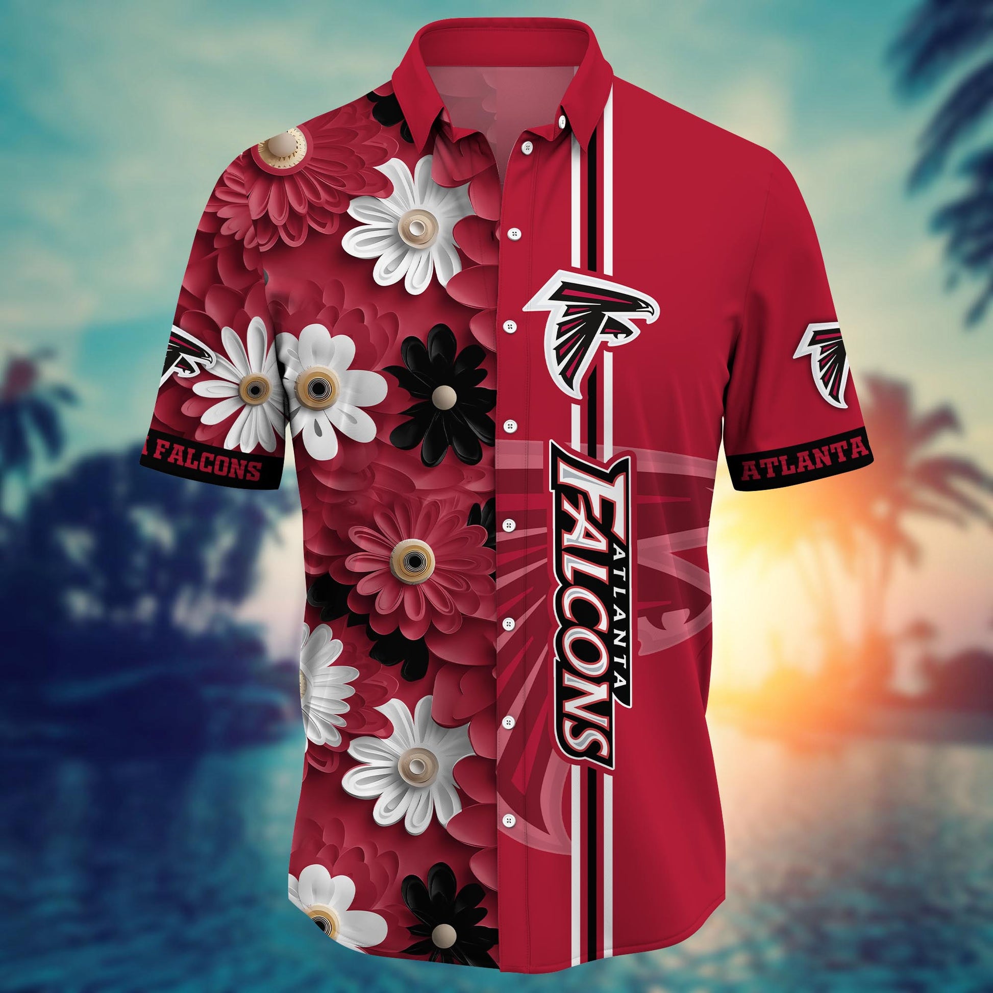 Atlanta Falcons Hawaiian Shirt Tropical Vibes Design by