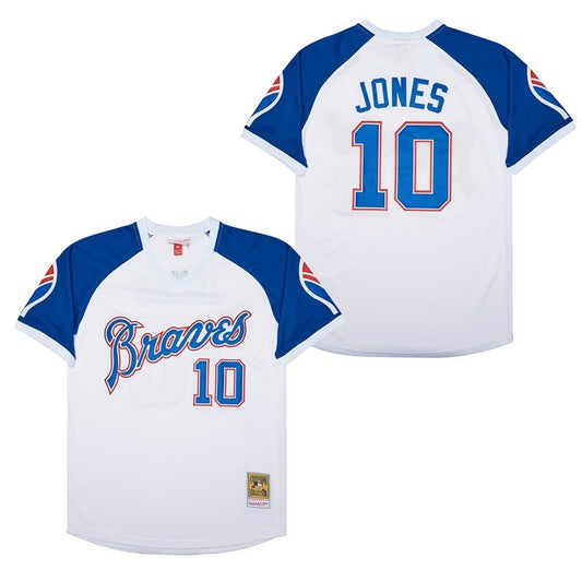 Atlanta Braves #10 Chipper Jones Warriors 10 White Pullover Retro