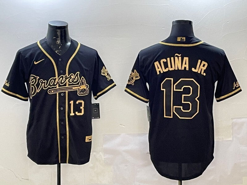 Atlanta Braves #13 Ronald Acuna Jr. Warriors Gold Text Style 1