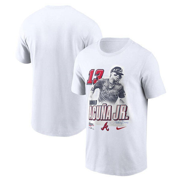 Atlanta Braves #13 Ronald Acuna Jr. White 2025 Speedway Classic Player Graphic T-Shirt