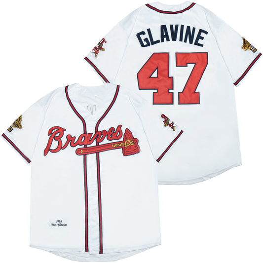 Atlanta Braves #47 Glavine Warriors 47 White 1995 Retro Style 2