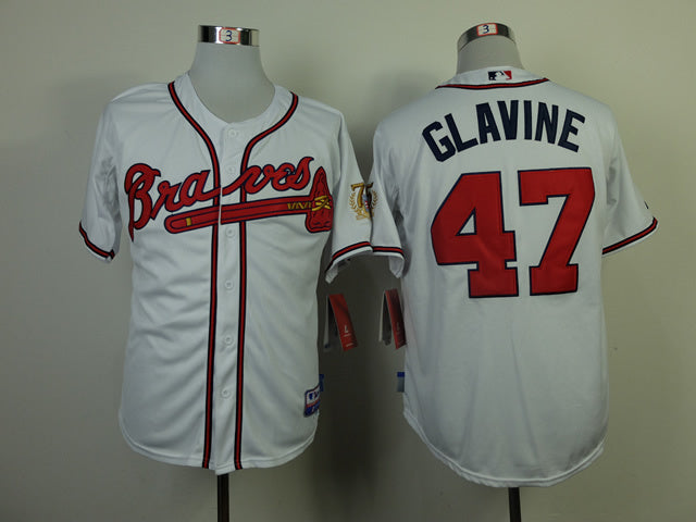 Atlanta Braves #47 Warriors 47 White With 75 Logo