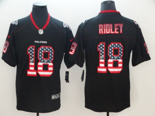 Atlanta Falcons #18 Calvin Ridley Legend USA Flag