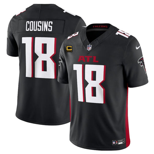 Atlanta Falcons #18 Kirk Cousins Black 2024 F.U.S.E With 4-Star C Patch Vapor