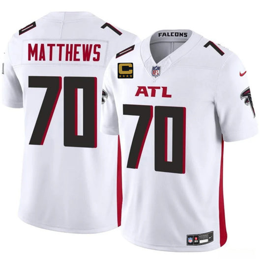 Atlanta Falcons #70 Jake Matthews White 2025 F.U.S.E With 4-Star C Patch Vapor