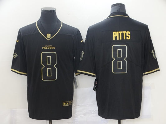 Atlanta Falcons #8 Kyle Pitts Black Retro Gold 946 Style 1
